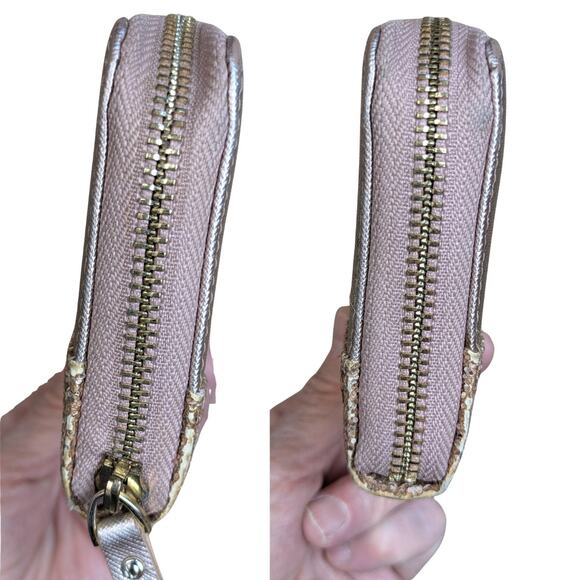 Kate Spade Greta Court Tote Bag + Zip Wallet Set Rose Gold Glitter Pink Leather - Picture 10 of 12